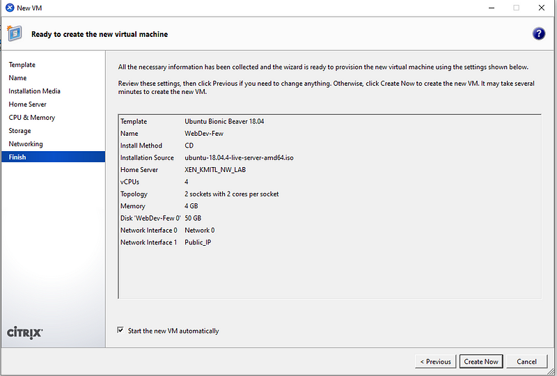 [Linux] สร้าง VM และติดตั้ง Ubuntu Server 18.04 บน Citrix Hypervisor (XenSever)
