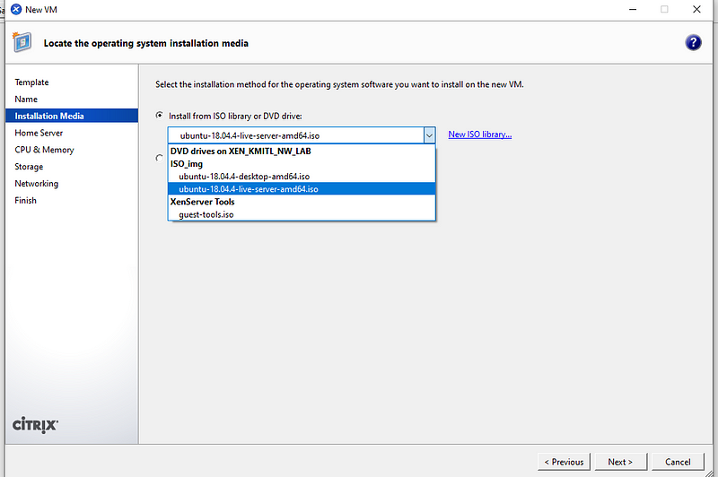 [Linux] สร้าง VM และติดตั้ง Ubuntu Server 18.04 บน Citrix Hypervisor (XenSever)